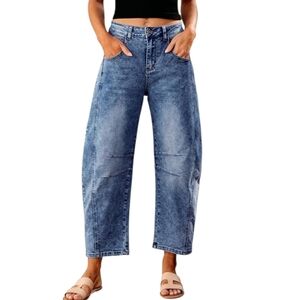 Midrise Cropped Stretch Barrel Jeans Women's Sz XL No Brand